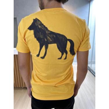 Imagem de Camiseta Básica Lobo Nas Costas Amarelo Manga Acostamento