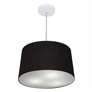 Imagem de Lustre Pendente Cone Cúpula Tecido 30/45x40 cm, Vivare Iluminação, Pendente4247 PR, Preto, Médio