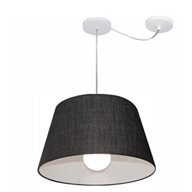 Imagem de Lustre Pendente com Desvio de Centro Cúpula Tecido 21/30x40 cm, Vivare Iluminação, Pendente4273 PR, Preto, Médio