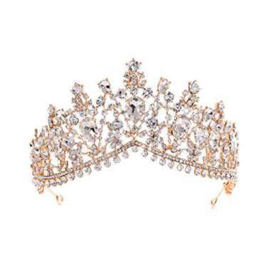 Imagem de Tiara de cristal strass coroa tiara de noiva coroa de casamento formatura coroa coroa coroa tiara para casamento aniversário banquete ( + strass branco)