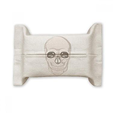 Imagem de Lucky Illustration of Skull Bone Suporte de capa de papel para lenços faciais Saco de linho de algodão
