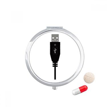 Imagem de Cabo de carregamento USB preto padrão estojo de comprimidos bolso caixa de armazenamento de medicamentos dispensador de recipiente