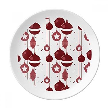 Imagem de Prato de Natal com padrão vermelho branco decorativo de porcelana salver louça de jantar