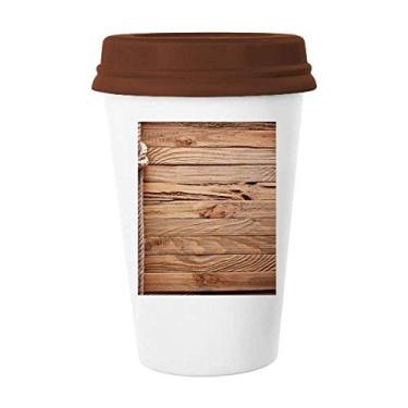 Imagem de Caneca de cerâmica com estampa de listras de corda irregular de madeira para copos de café