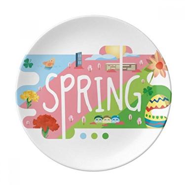 Imagem de Prato de ilustração da primavera estação de porcelana decorativa Salver louças louça jantar