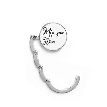 Imagem de Gancho de mesa com citação Miss Your Kisses para escrever à mão, gancho decorativo, gancho dobrável