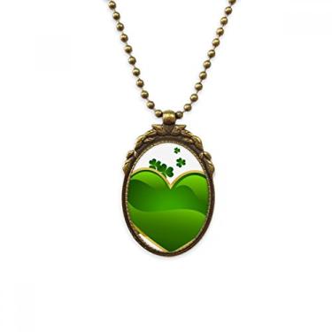 Imagem de DIYthinker Colar de coração da Irlanda do Dia de São Patrício com pingente de contas vintage