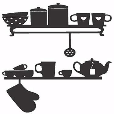 Imagem de Adesivo Parede Cozinha Suporte Xícaras Restaurante