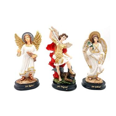 Imagem de Imagem 3 Anjo Da Guarda Resina Arcanjo São Miguel Gabriel e Rafael 15 cm