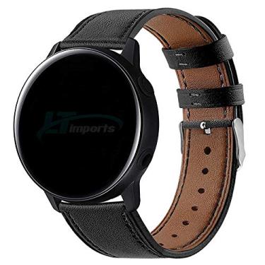 Imagem de Pulseira 20mm Couro compatível com Samsung Galaxy Watch Active 1 e 2 - Galaxy Watch 3 41mm - Galaxy Watch 42mm - Amazfit GTR 42mm - Amazfit GTS - Amazfit BIP - Marca LTIMPORTS (Preto)