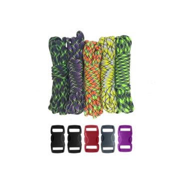 Imagem de Paracord Planet Kit de artesanato de paracord tipo III de 250 kg com fivelas para pulseiras da amizade e iniciantes (zumbi)