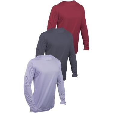 Imagem de KIT 3 Camisetas Com Proteção UV 50+ Dry Fit Segunda Pele Térmica Tecido Termodry Manga Longa - Branco, Chumbo, Vermelho - XG