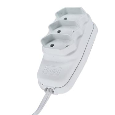 Imagem de Extensão eletrica 10A 8 metros com 3 Tomada de 2 pinos Ilumi Cor:Branco