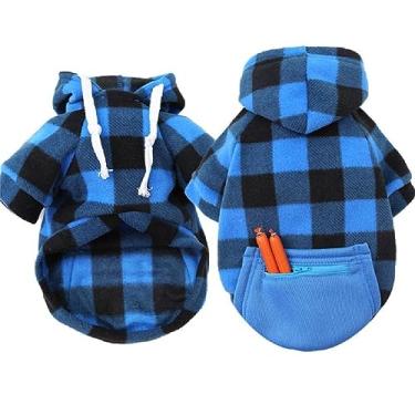 Imagem de Moletom com capuz para cães médios grandes suéter casaco xadrez vestuário para cães primavera roupas para cães uso ao ar livre roupas versáteis para animais de estimação