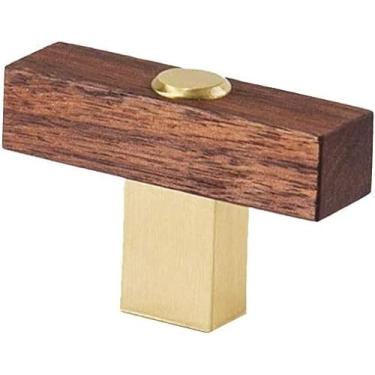 Imagem de Maçanetas de porta de madeira, mogno preto, cobre, maçanetas de porta de madeira para armário de cozinha, gavetas, alta resistência, forte resistência à corrosão, construção sólida, vida mai