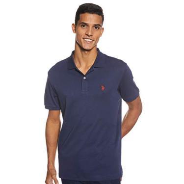 Imagem de U.S. Polo Assn. Camisa masculina sólida interlock, Azul-marinho clássico, PP