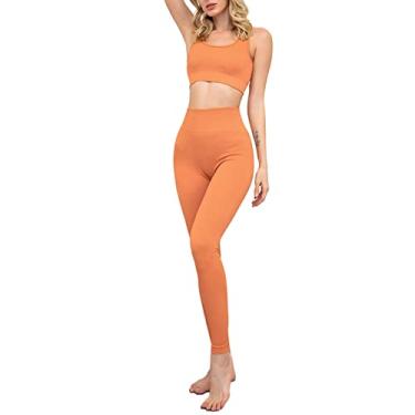 Imagem de Conjunto de Treino, Leggings de sutiã Esportivo Adequado para a Pele, Cor Pura, Macio, 2 Peças para Corrida, Caminhada (L)