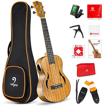 Imagem de Vangoa Ukulele Tenor Ukulele de 66 cm Madeira de Nogueira Havaí Ukuleles Acústicos Conjunto Iniciante para Adultos Estudantes com Kits Iniciantes