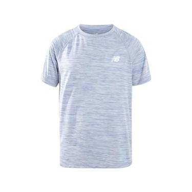 Imagem de New Balance Camiseta para meninos - Camiseta de desempenho ativo para meninos - Camiseta juvenil gola redonda manga curta ajuste seco (8-20), Dusk Blue Space Dye, 18-20