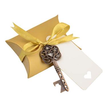 Imagem de Aokbean 50 peças de abridor de garrafa vintage esqueleto chave, lembrancinhas de casamento, conjunto de presente de lembrança para convidados, caixa de doces, acompanhante, etiqueta de agradecimento,