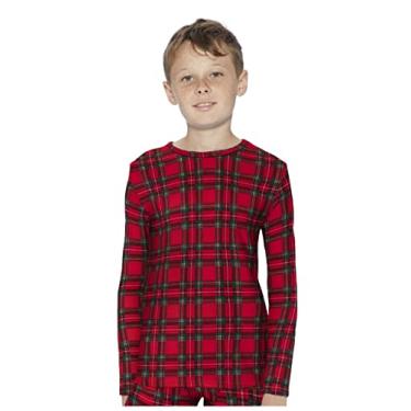 Imagem de Rocky Camiseta térmica masculina com camada de base (camisa de roupa íntima Long John) com isolamento térmico para esqui ao ar livre/pijama frio extremo, Xadrez vermelho, P
