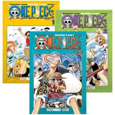 Imagem de Manga One Piece Coleção 3 Em 1, 1778 Páginas, Kit Com 3 Primeiros Volu