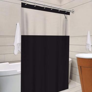 Imagem de "Cortina Para Box PVC Com Visor Impermeável Antimofo e Antiácaro, 1,38x1,98m, Com Ganchos, Material de alta Resistência e Higienizável - Não acompanha Varão"