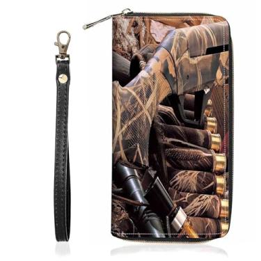 Imagem de BWOOLL Carteira feminina com estampa de citação inspiradora, carteira de grande capacidade, porta-cartão de crédito, couro PU, zíper, bolsa clutch carteira para telefone, Chamariz de balas de