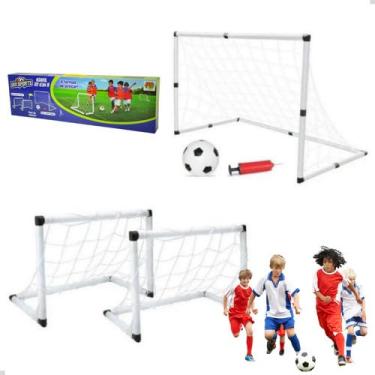 Imagem de Golzinho Trave Gol Infantil Futebol Brinquedo Menino Goleira 2 Tamanhos 2 Em 1 Bola Rede Bomba DM Toys