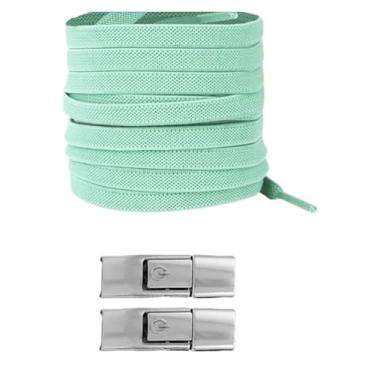 Imagem de Sem Gravata Sapato Cadarços Imprensa Bloqueio Cadarços Sem Laços Elásticos Tênis Crianças Adulto Alargado Cadarço Plano Para Sapatos(Light green)