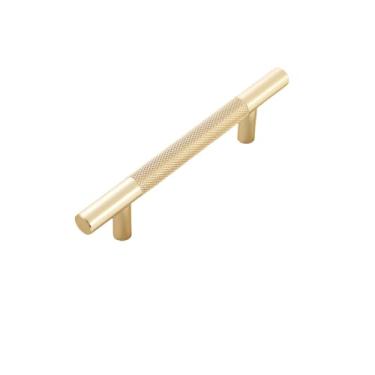 Imagem de Puxadores pretos cinza dourados claros para armários e gavetas Puxadores longos em T para maçaneta de porta de móveis, ouro brilhante, 96 mm