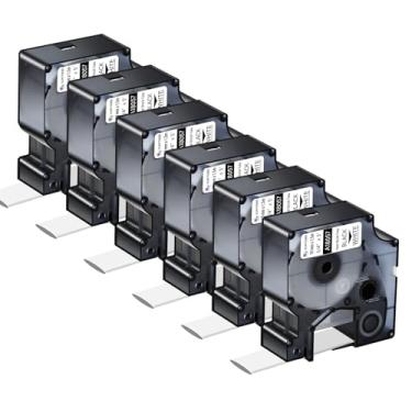 Imagem de KCMYTONER 6 pacotes compatíveis com Dymo Rhino 18057 A18057 19 mm 3/10.2 cm tubos termorretráteis industriais preto sobre branco para Rhino 4200 5000 5200 6000 3M refil de etiquetadora