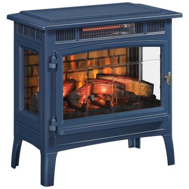 Imagem de Aquecedor Lareira Elétrica Portátil Vintage com Chamas Realistas 3D, 110V 1500W, Duraflame , Azul Navy