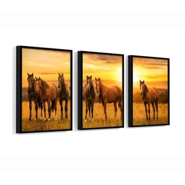 Imagem de Kit 3 Quadros Espírito Indomável: Três Quadros Capturando a Majestade dos Cavalos Selvagens