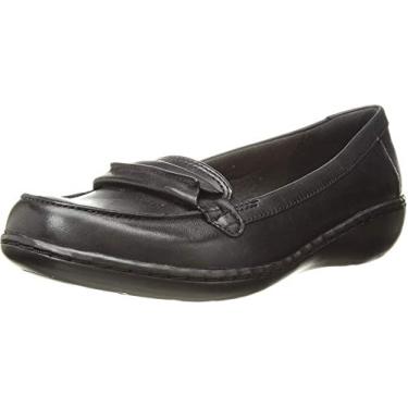 Imagem de Clarks Mocassim feminino Ashland Lily, Couro preto, 9 X-Wide