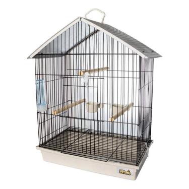 Imagem de Gaiola Calopsita Teto Plástico Black/Branco Pet Piu Jel