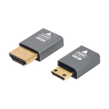 Imagem de cablecc 2 peças/conjunto compatível com adaptador micro HDMI fêmea para mini macho e HDMI 1.4 macho 4K a 60hz