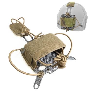 Imagem de DCOFXGM Bolsa de bateria de capacete tático para armazenamento de bateria com bolsa de contrapeso de gancho e laço para capacete de Airsoft (marrom)