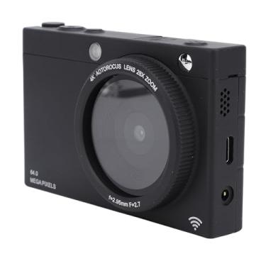 Imagem de Câmera Digital HD de 64 MP, 4K, Zoom Digital 28X, Fidelidade Sem Fio, Material ABS, Câmera de Vídeo Compacta para Vlogging de Viagem Com Tela Giratória de 3, 180 °, Cartão SD de