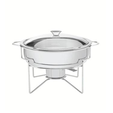 Imagem de Rechaud Redondo 4,3 L em Aço Inox Banho Maria com Suporte para Tampa e Fogareiro Tramontina 61041/200