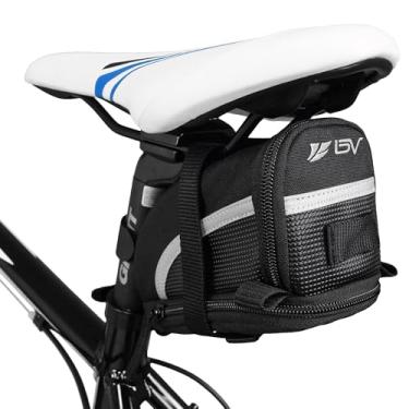 Imagem de BV Bolsa de bicicleta com alça com material refletivo – bolsa de selim espaçosa com divisória separada para itens pequenos e espaço para todos os seus itens essenciais – Bolsa de bicicleta com gancho