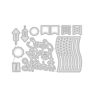 Imagem de Dia da Independência cortado para fazer cartões, festival, 4 de julho, moldes de corte de metal, parabéns, cortes, estampagem, estêncil, modelo para decoração de scrap-booking, cartão de bênção de
