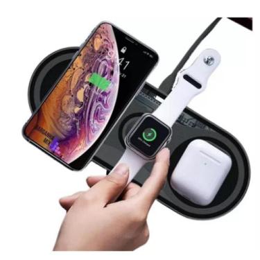 Imagem de Carregador Sem Fio 3 em 1 Indução Turbo 18W - Hrebos