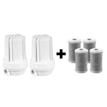 Imagem de 2 Filtro Branco Ponto De Uso 5 Pou Bbi Tira Cloro + 4 Refis, Branco, N