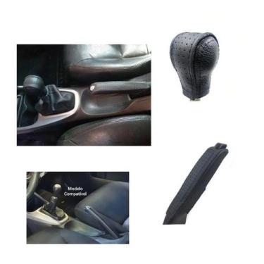 Imagem de Kit Revestimento Couro Manopla Câmbio Manual e Alavanca Freio de Mão H
