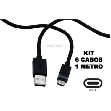 Imagem de Kit 6 Cabos USB Tipo C 1 Metro Praticidade Alta Performance - Inova