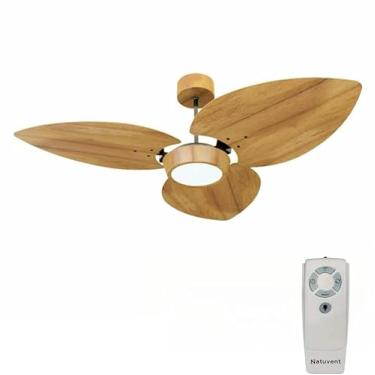 Imagem de Ventilador de Teto Com Controle Remoto Natuvent Dahlia Led 3 Pás Madeira Teca 3000k Branco Quente (220, Volts)