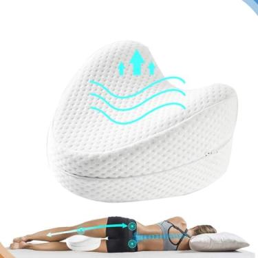 Imagem de Almofada Ortopédica Suporte para Pernas e Joelhos. Travesseiro de Espuma de Memória, Ideal para Conforto e Alívio na Dor Ciática, Costas, Quadris, Joelhos, Articulações e Gravidez. Branco