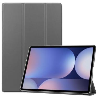 Imagem de Compatível com Samsung Galaxy Tab S10 Plus Case 12,4" 2024 SM-X820 Case Tri-Fold Smart Tablet Case, Capa protetora leve Hard PC Back Shell Slim Case Multi-View Angles, Auto Wake Sleep(Gris)