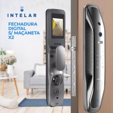 Imagem de Fechadura Externa Eletrônica Digital Biométrica Senha Numérica Elétric